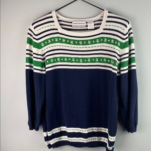 Alfred Dunner Striped Crewneck Sweater Size PS